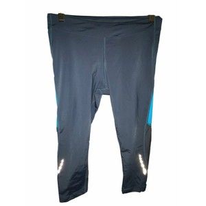Pearl Izumi Cycling Leggings Pants Gray Blue Aurora Splice 3/4 Crop Women Large